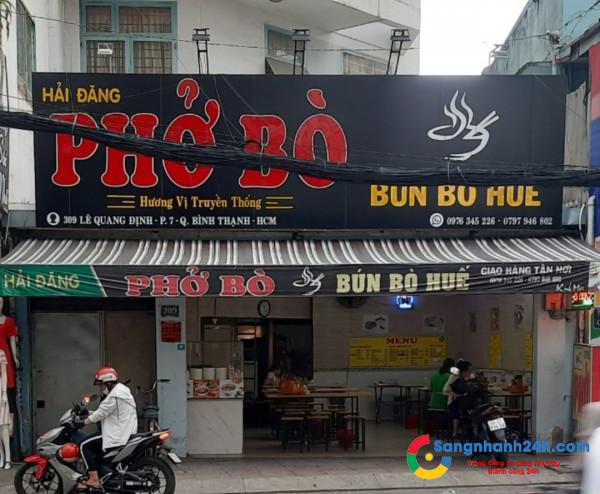 Cần sang nhanh quán phở đường Lê Quang Định, phường 7, quận Bình Thạnh.