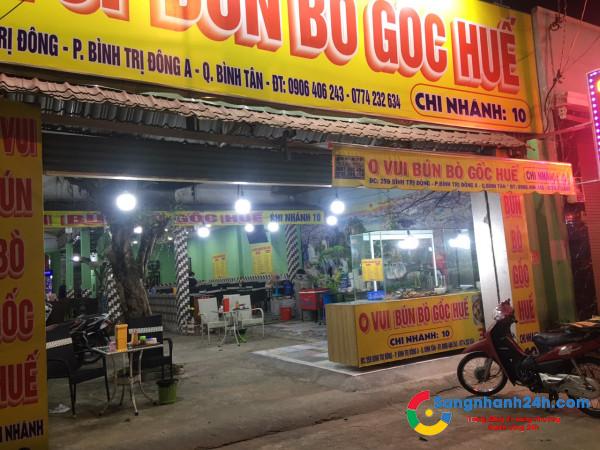 Sang Nhượng Quán Bún Bò Gốc Huế + Cafe Nằm Mặt Tiền Đường Bình Trị Đông, Quận Bình Tân.